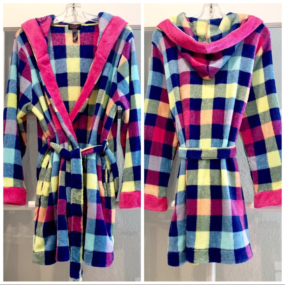 Steve Madden plush short hoodie robe M/L=8/12